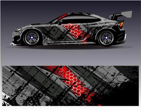 Car wrap design vector.Graphic abstract stripe racing background designs Illustrazione stock