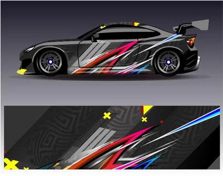 Car wrap design vector.Graphic abstract stripe racing background designs Stock Illustration