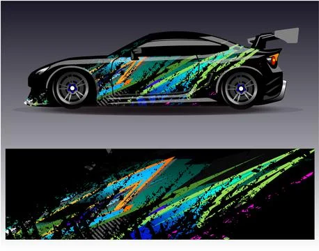 Car wrap design vector.Graphic abstract stripe racing background designs Stock Illustration