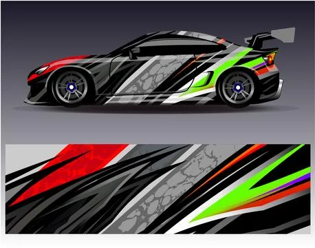 Car wrap design vector.Graphic abstract stripe racing background designs Stock Illustration
