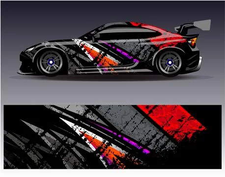 Car wrap design vector.Graphic abstract stripe racing background designs Stock Illustration