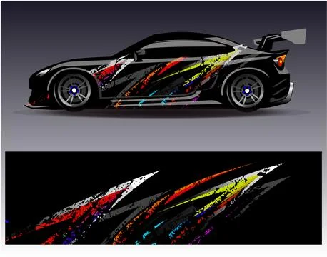 Car wrap design vector.Graphic abstract stripe racing background designs Stock Illustration