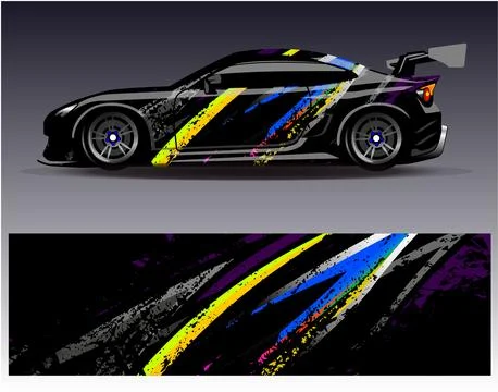 Car wrap design vector.Graphic abstract stripe racing background designs Stock Illustration