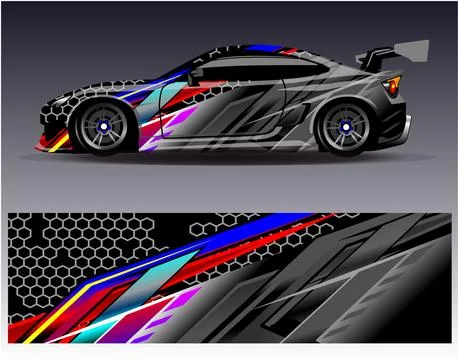 Car wrap design vector.Graphic abstract stripe racing background designs Stock Illustration