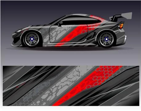 Car wrap design vector.Graphic abstract stripe racing background designs Stock Illustration