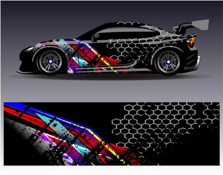 Car wrap design vector.Graphic abstract stripe racing background designs Stock Illustration