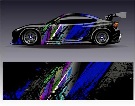 Car wrap design vector.Graphic abstract stripe racing background designs Stock Illustration