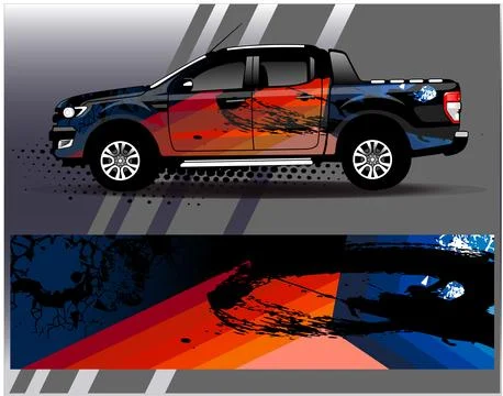 Car wrap design vector.Graphic abstract stripe racing background designs Stock Illustration