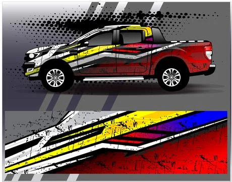 Car wrap design vector.Graphic abstract stripe racing background designs Stock Illustration