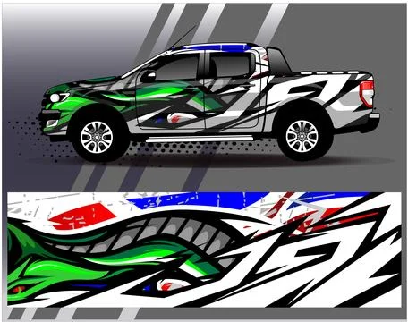 Car wrap design vector.Graphic abstract stripe racing background designs Stock Illustration