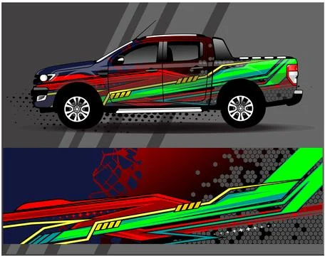 Car wrap design vector.Graphic abstract stripe racing background designs Stock Illustration