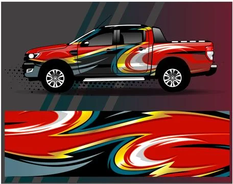 Car wrap design vector.Graphic abstract stripe racing background designs Stock Illustration