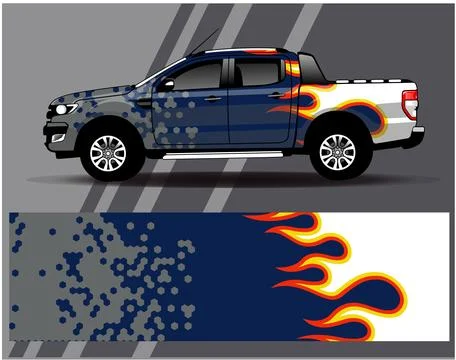 Car wrap design vector.Graphic abstract stripe racing background designs Stock Illustration