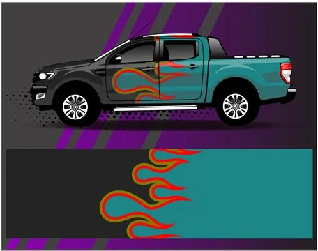 Car wrap design vector.Graphic abstract stripe racing background designs Stock Illustration