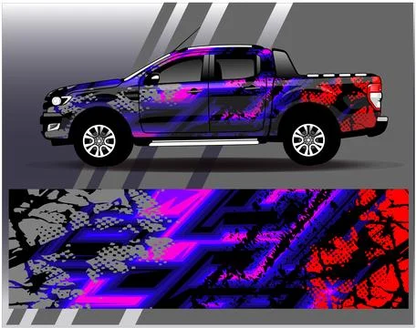 Car wrap design vector.Graphic abstract stripe racing background designs Stock Illustration