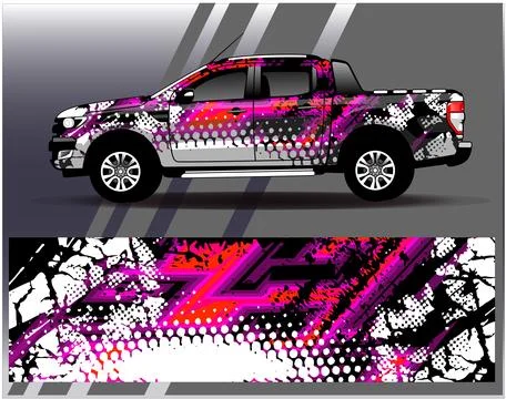 Car wrap design vector.Graphic abstract stripe racing background designs Stock Illustration