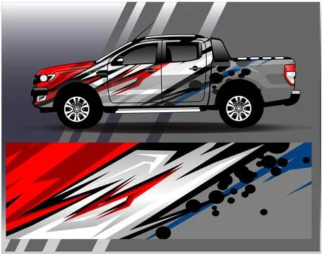 Car wrap design vector.Graphic abstract stripe racing background designs Stock Illustration