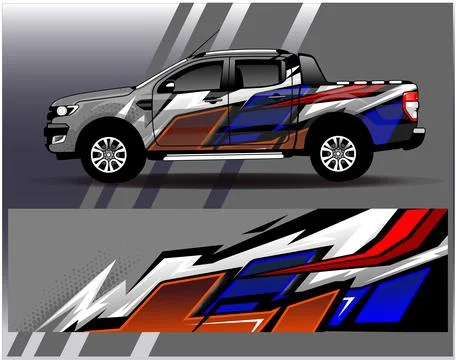 Car wrap design vector.Graphic abstract stripe racing background designs Stock Illustration