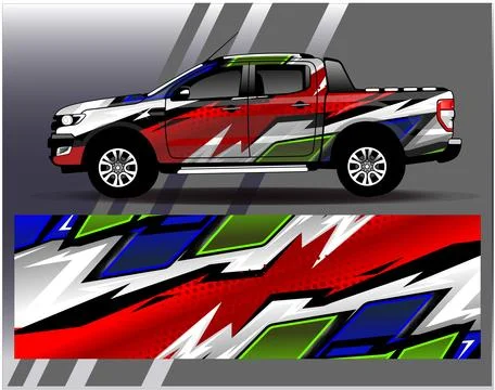 Car wrap design vector.Graphic abstract stripe racing background designs Stock Illustration