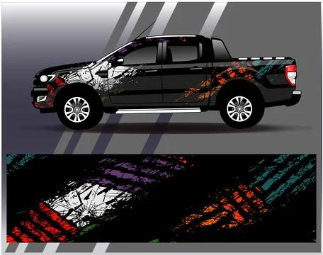 Car wrap design vector.Graphic abstract stripe racing background designs Stock Illustration