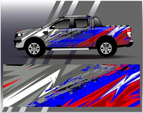 Car wrap design vector.Graphic abstract stripe racing background designs Stock Illustration
