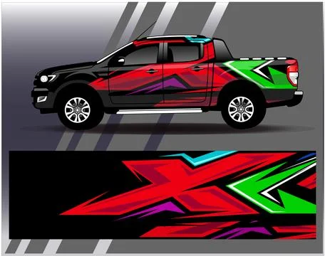 Car wrap design vector.Graphic abstract stripe racing background designs Stock Illustration