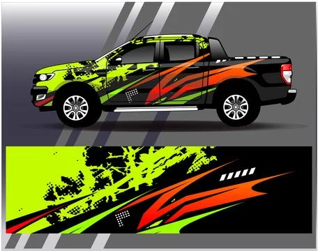 Car wrap design vector.Graphic abstract stripe racing background designs Illustrazione stock