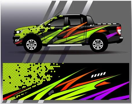 Car wrap design vector.Graphic abstract stripe racing background designs Stock Illustration