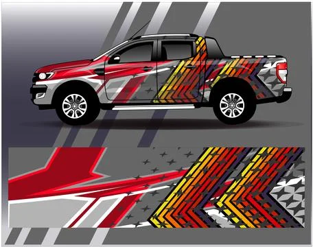 Car wrap design vector.Graphic abstract stripe racing background designs Stock Illustration