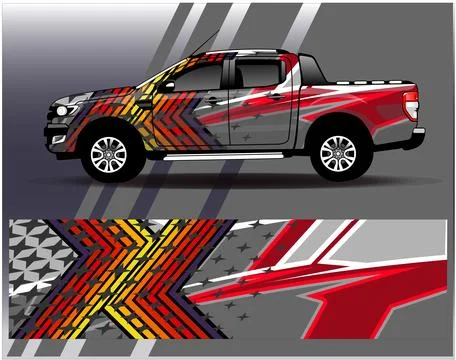 Car wrap design vector.Graphic abstract stripe racing background designs Stock Illustration