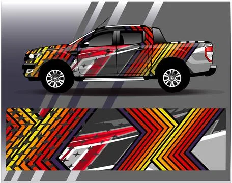Car wrap design vector.Graphic abstract stripe racing background designs Stock Illustration