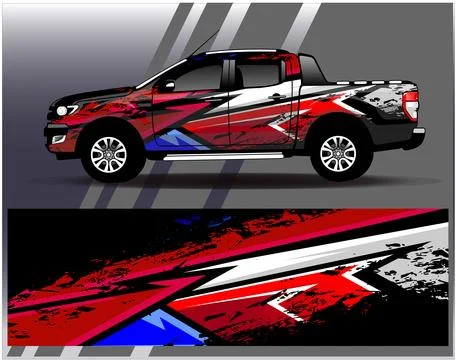 Car wrap design vector.Graphic abstract stripe racing background designs Stock Illustration