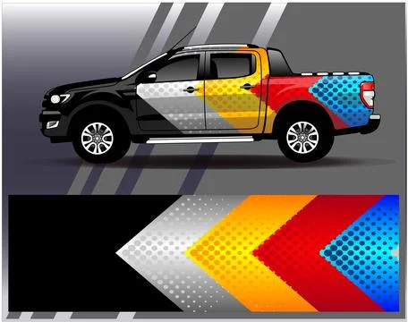 Car wrap design vector.Graphic abstract stripe racing background designs Stock Illustration