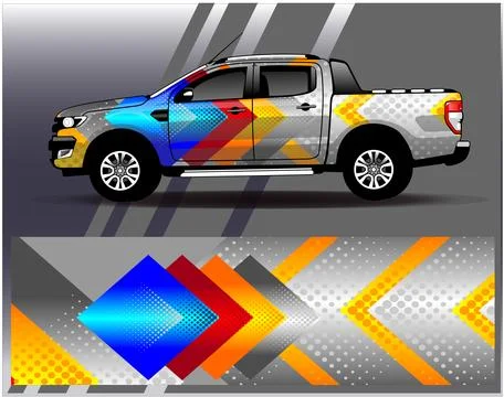 Car wrap design vector.Graphic abstract stripe racing background designs Illustrazione stock