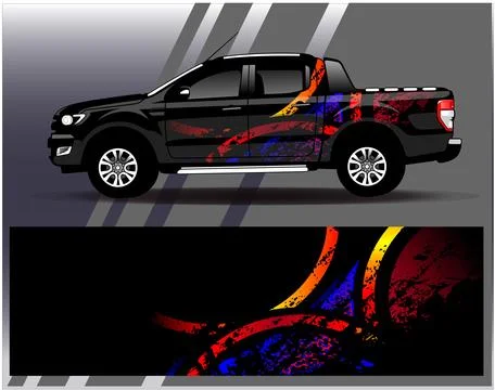 Car wrap design vector.Graphic abstract stripe racing background designs Stock Illustration