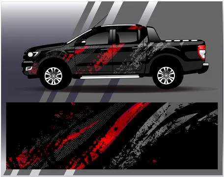Car wrap design vector.Graphic abstract stripe racing background designs Illustrazione stock