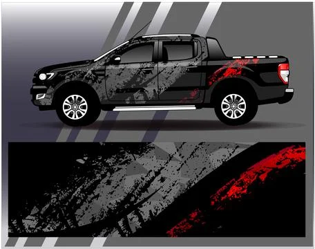 Car wrap design vector.Graphic abstract stripe racing background designs Stock Illustration