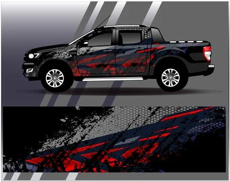 Car wrap design vector.Graphic abstract stripe racing background designs Stock Illustration