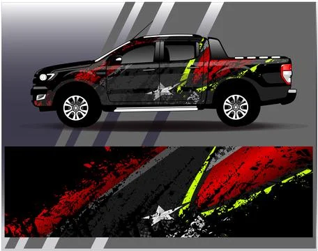 Car wrap design vector.Graphic abstract stripe racing background designs Stock Illustration