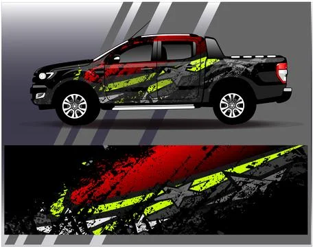 Car wrap design vector.Graphic abstract stripe racing background designs Stock Illustration