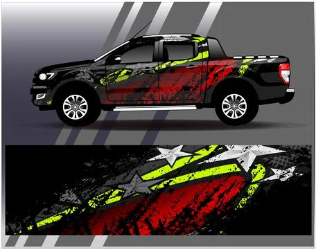 Car wrap design vector.Graphic abstract stripe racing background designs Illustrazione stock
