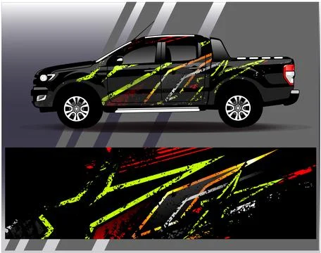 Car wrap design vector.Graphic abstract stripe racing background designs Stock Illustration