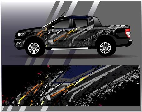 Car wrap design vector.Graphic abstract stripe racing background designs Stock Illustration
