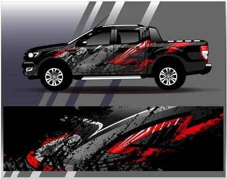 Car wrap design vector.Graphic abstract stripe racing background designs Stock Illustration