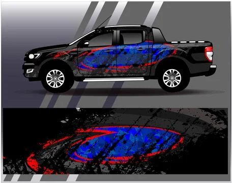 Car wrap design vector.Graphic abstract stripe racing background designs Stock Illustration