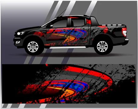 Car wrap design vector.Graphic abstract stripe racing background designs Illustrazione stock