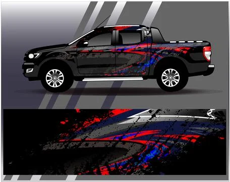 Car wrap design vector.Graphic abstract stripe racing background designs Stock Illustration