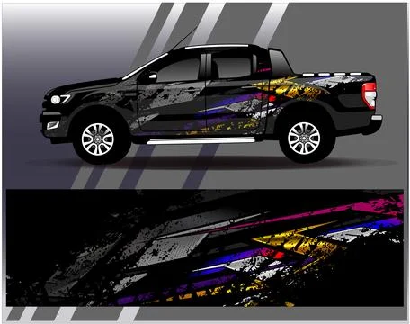 Car wrap design vector.Graphic abstract stripe racing background designs Stock Illustration