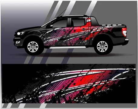 Car wrap design vector.Graphic abstract stripe racing background designs Stock Illustration