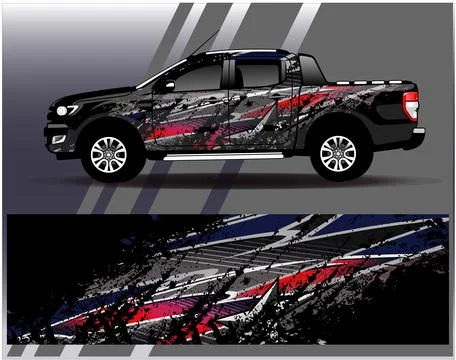 Car wrap design vector.Graphic abstract stripe racing background designs Stock Illustration